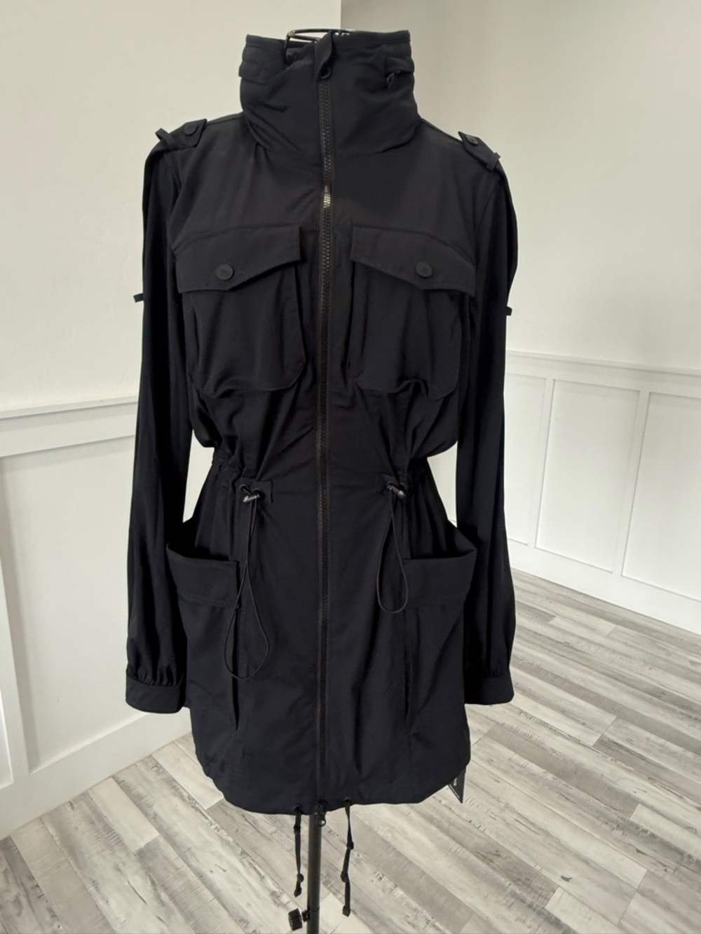 blanc noir Black Cinch-Waist Utility Jacket